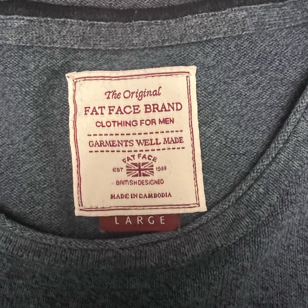 Fat Face Men's Large Shirt BLUE COTTON LONG SLEEVE CLASSIC FIT